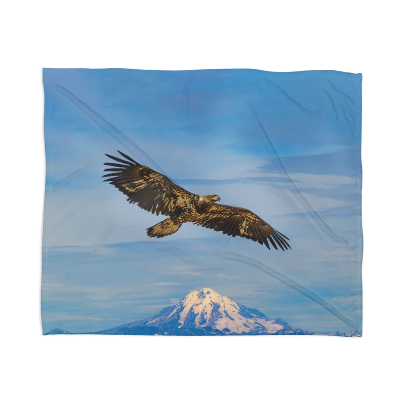 Eagle Flying High in Alaskan Skies Throw Blanket