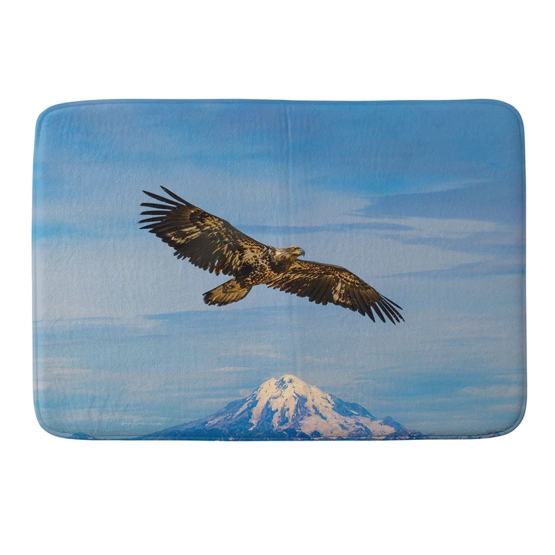 Eagle Flying High in Alaskan Skies Bath Mat