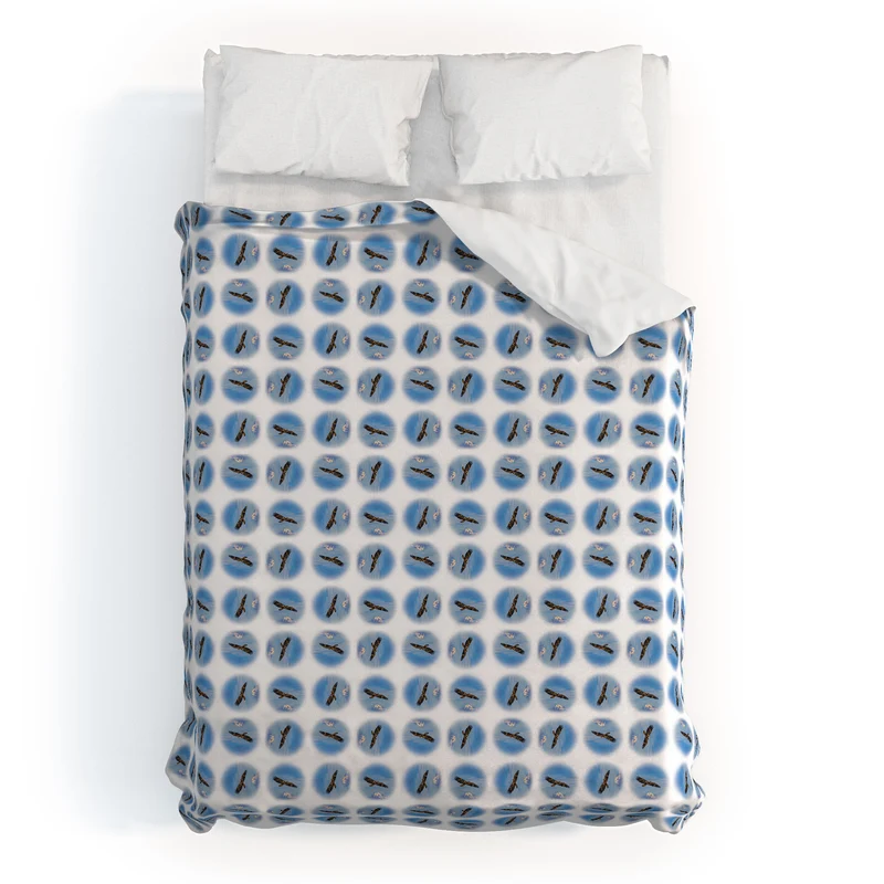 Eagle Flying High in Alaskan Skies Duvet Cover