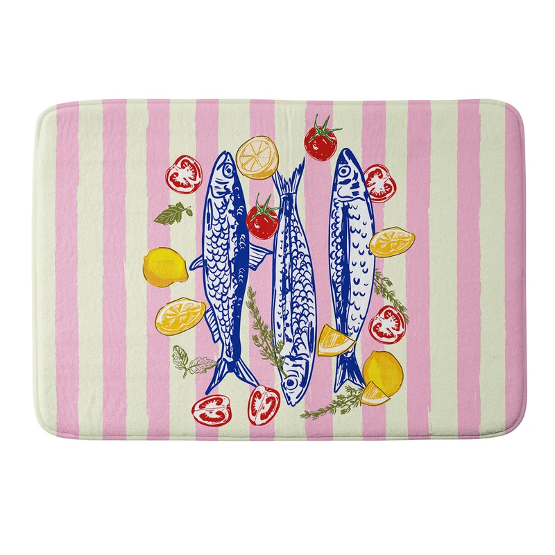 Vibrant Sardines Fish & Citrus Delight Bath Mat