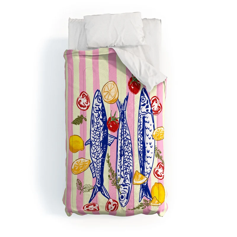 Vibrant Sardines Fish & Citrus Delight Comforter