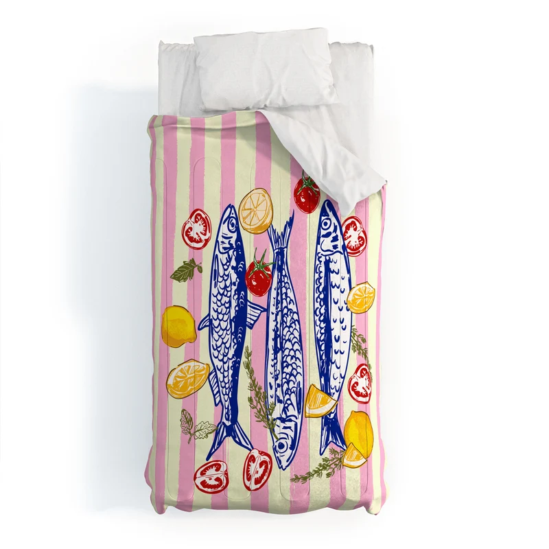 Vibrant Sardines Fish & Citrus Delight Comforter