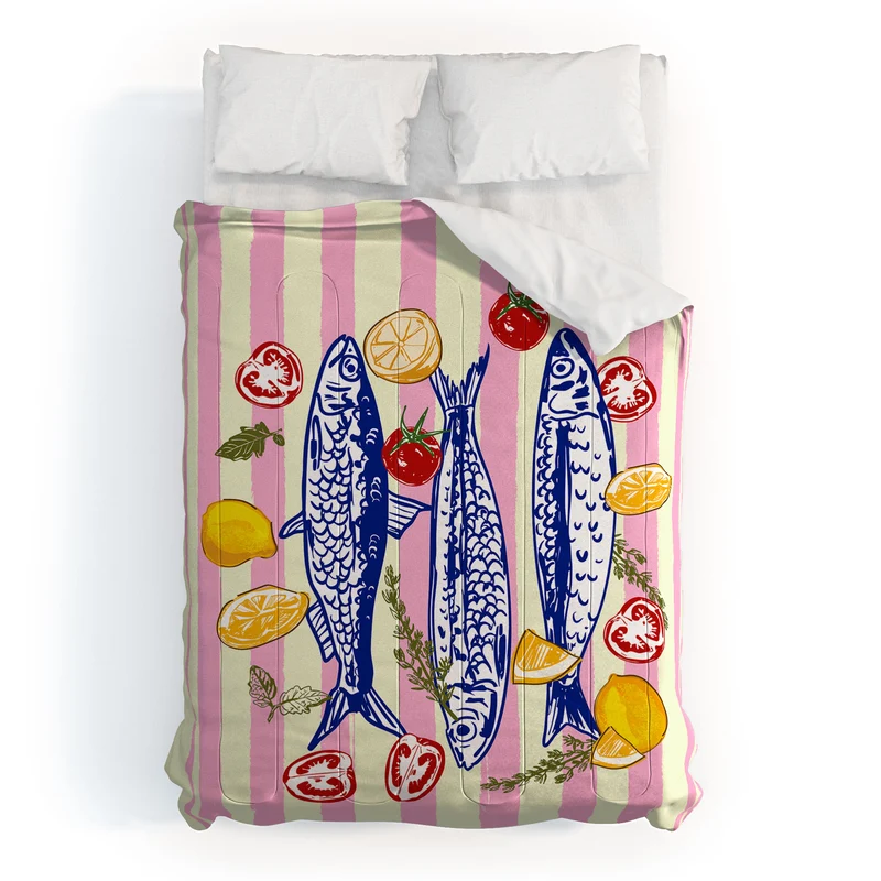 Vibrant Sardines Fish & Citrus Delight Comforter