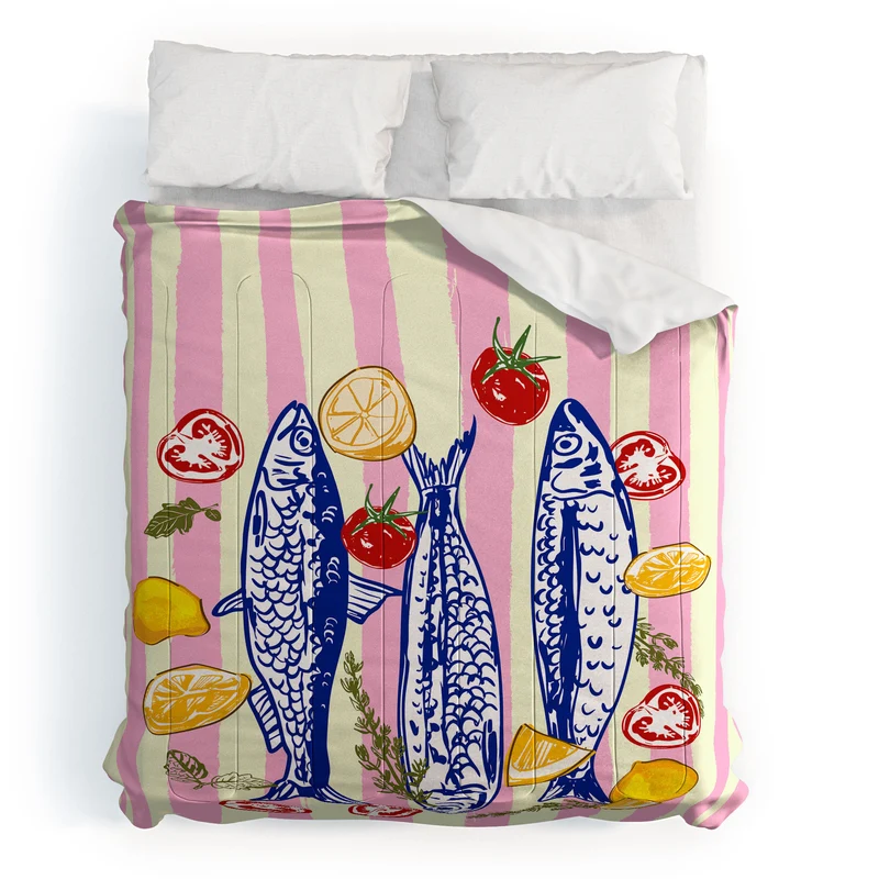 Vibrant Sardines Fish & Citrus Delight Comforter