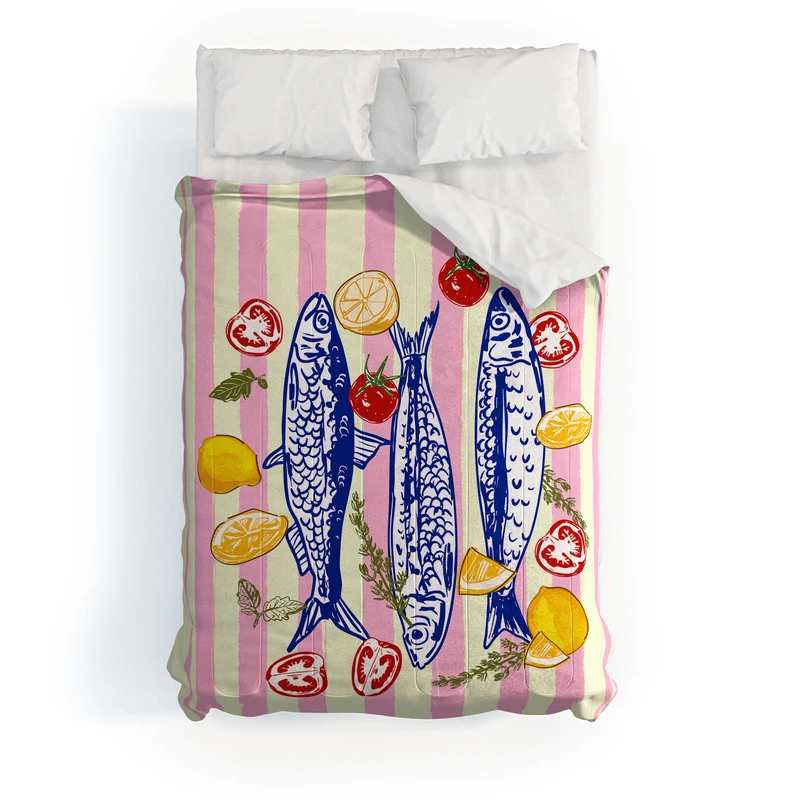 Vibrant Sardines Fish & Citrus Delight Comforter