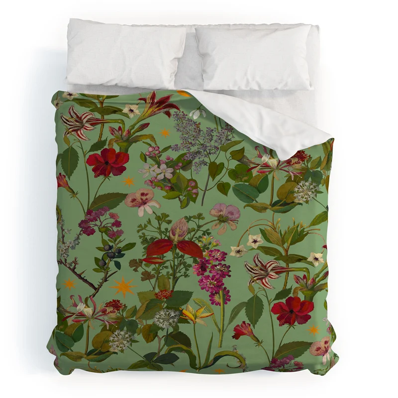 Amryllis Star Sage Duvet Cover
