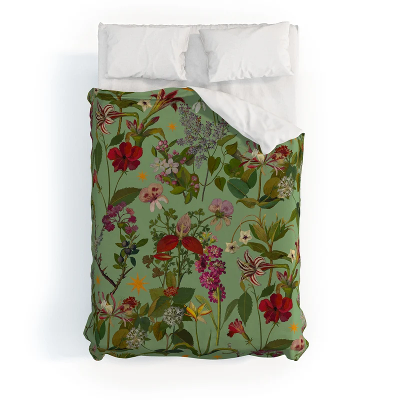 Amryllis Star Sage Duvet Cover
