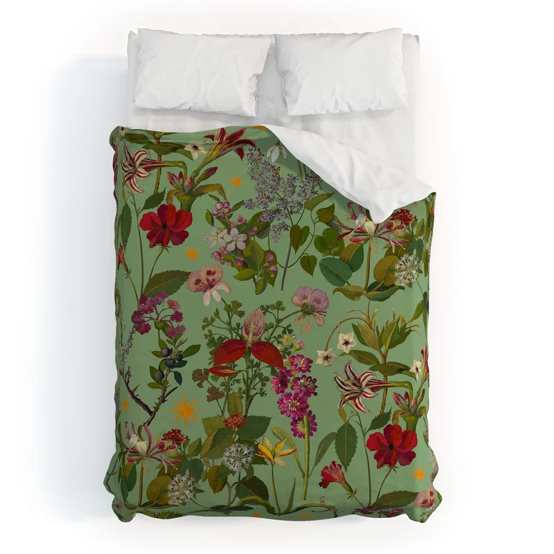 Amryllis Star Sage Duvet Cover