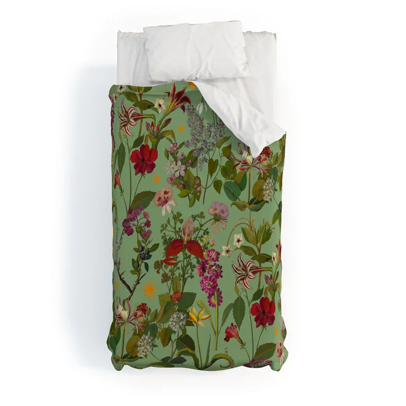 Amryllis Star Sage Duvet Cover