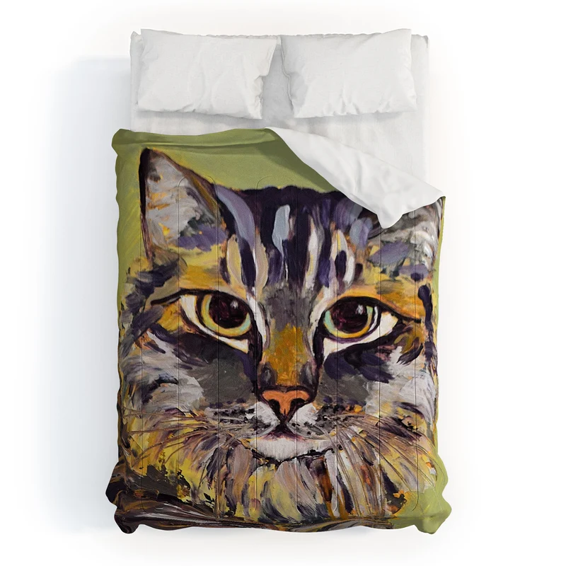 Contemporary Feline Portrait Comforter