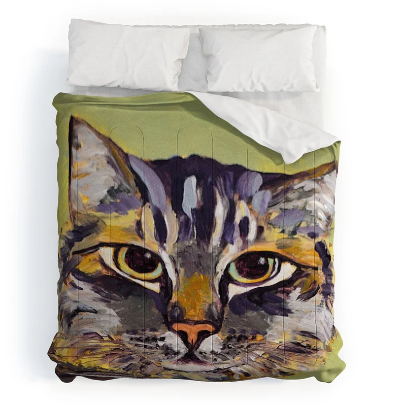Contemporary Feline Portrait Comforter