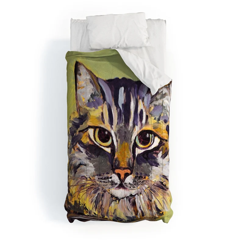 Contemporary Feline Portrait Comforter