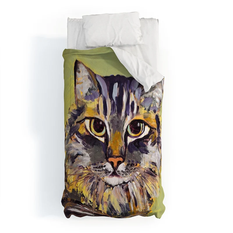 Contemporary Feline Portrait Comforter