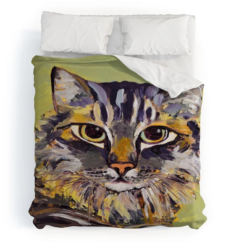 Contemporary Feline Portrait Duvet Cover
