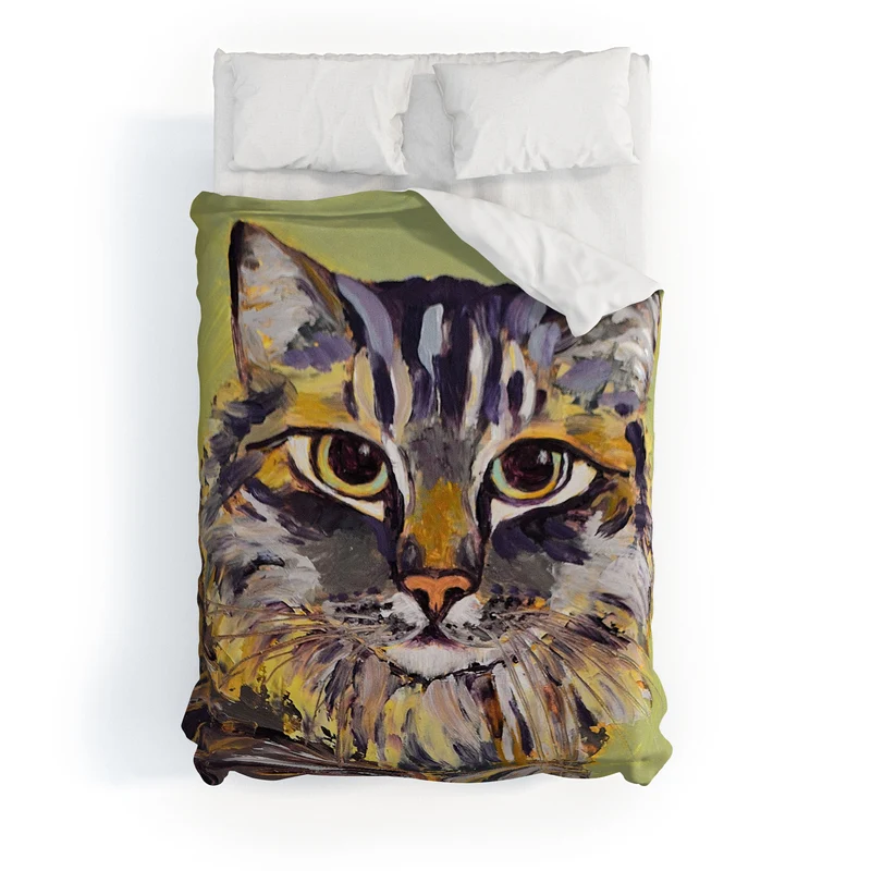 Contemporary Feline Portrait Duvet Cover