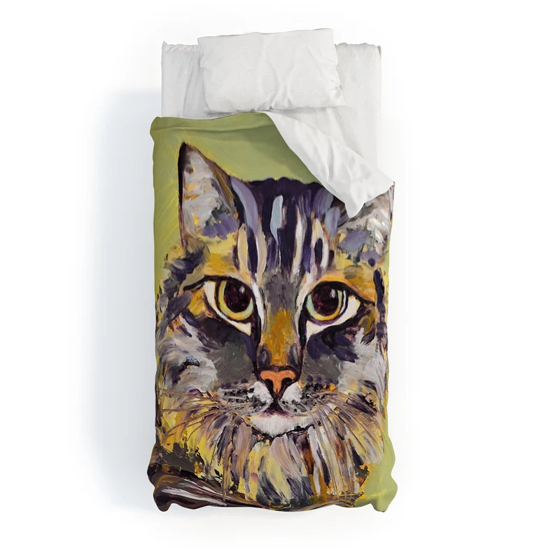 Contemporary Feline Portrait Duvet Cover