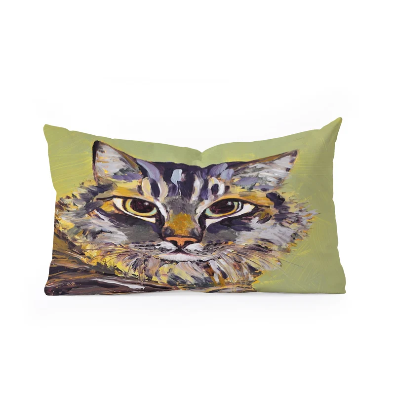 Contemporary Feline Portrait Rectangular Pillow