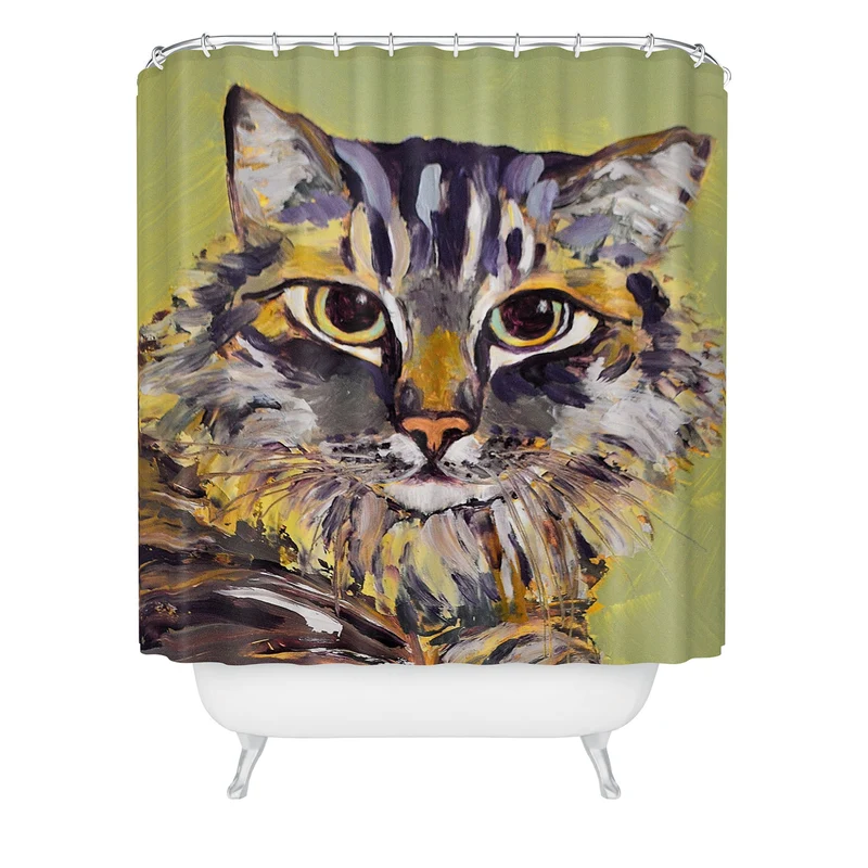 Contemporary Feline Portrait Shower Curtain
