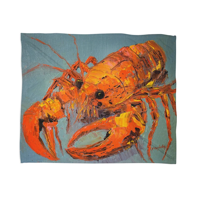 Vibrant Lobster Impression Throw Blanket