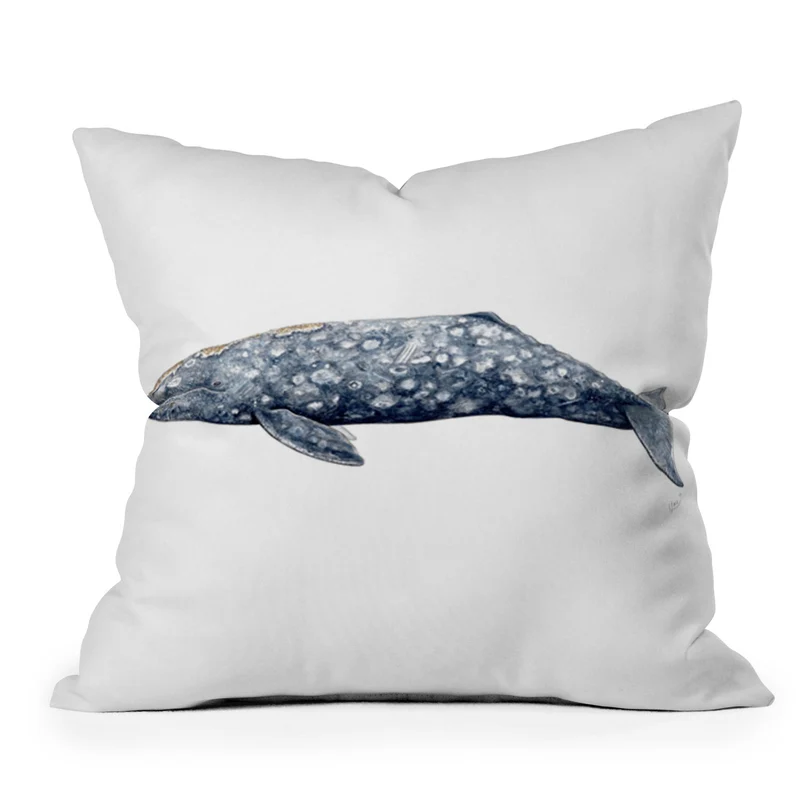 Grey whale Throw Pillow