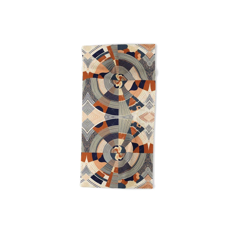 MidCentury Terracotta Abstract Geometric Bath Towel