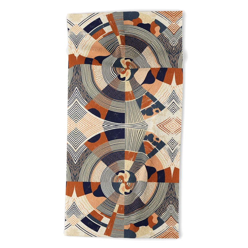 MidCentury Terracotta Abstract Geometric Bath Towel