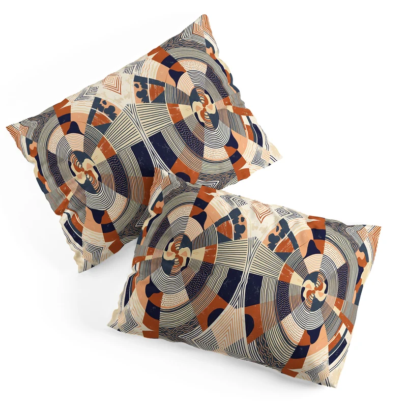 MidCentury Terracotta Abstract Geometric Pillow Sham
