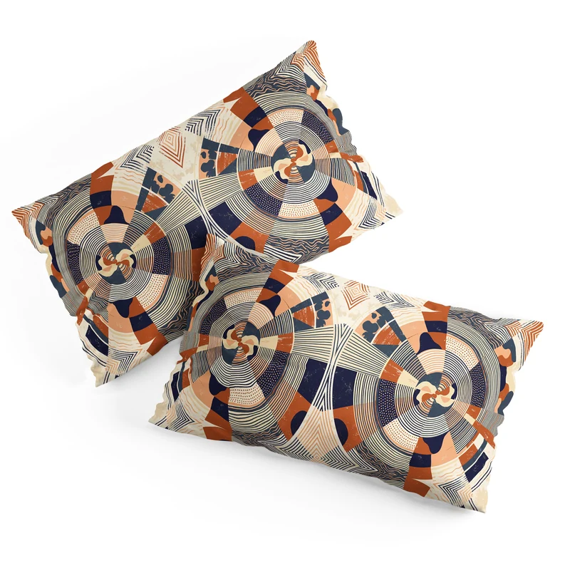 MidCentury Terracotta Abstract Geometric Pillow Sham