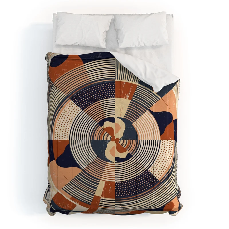 MidCentury Terracotta Abstract Geometric Comforter