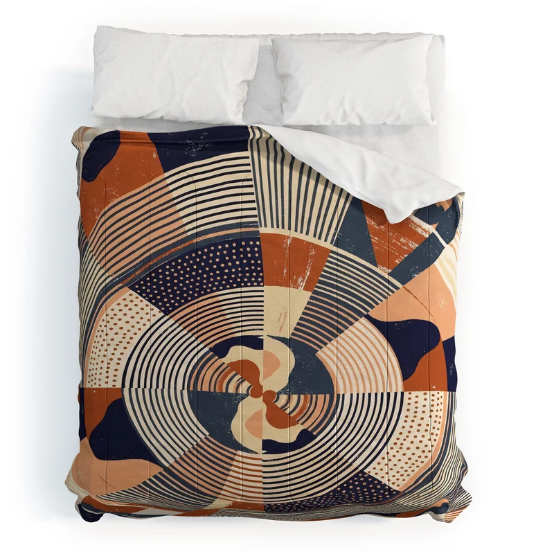 MidCentury Terracotta Abstract Geometric Comforter