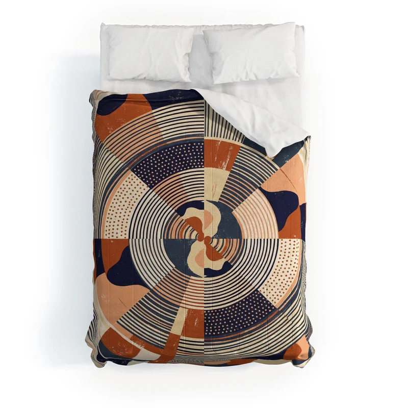 MidCentury Terracotta Abstract Geometric Comforter