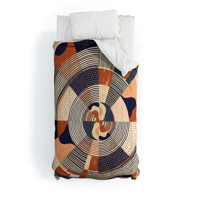 MidCentury Terracotta Abstract Geometric Comforter
