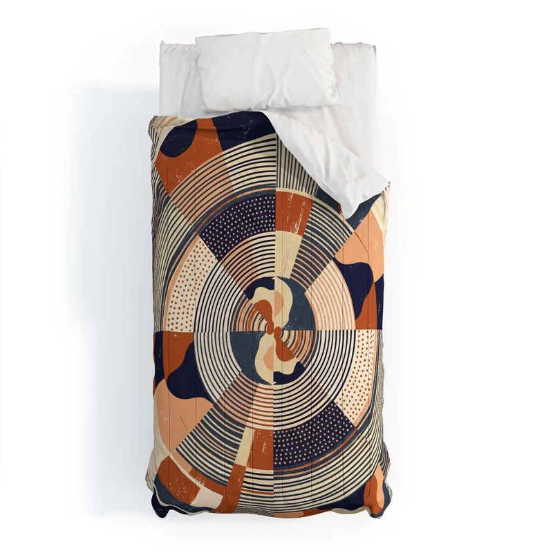 MidCentury Terracotta Abstract Geometric Comforter