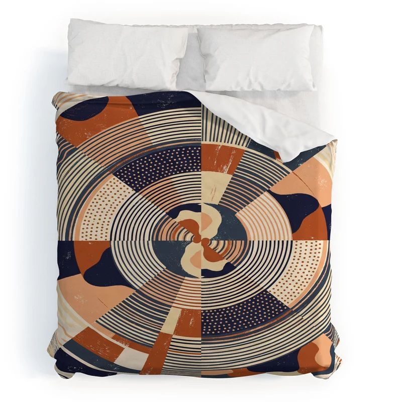 MidCentury Terracotta Abstract Geometric Duvet Cover