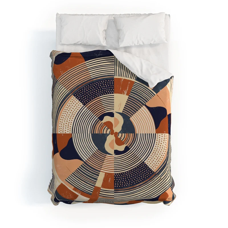 MidCentury Terracotta Abstract Geometric Duvet Cover