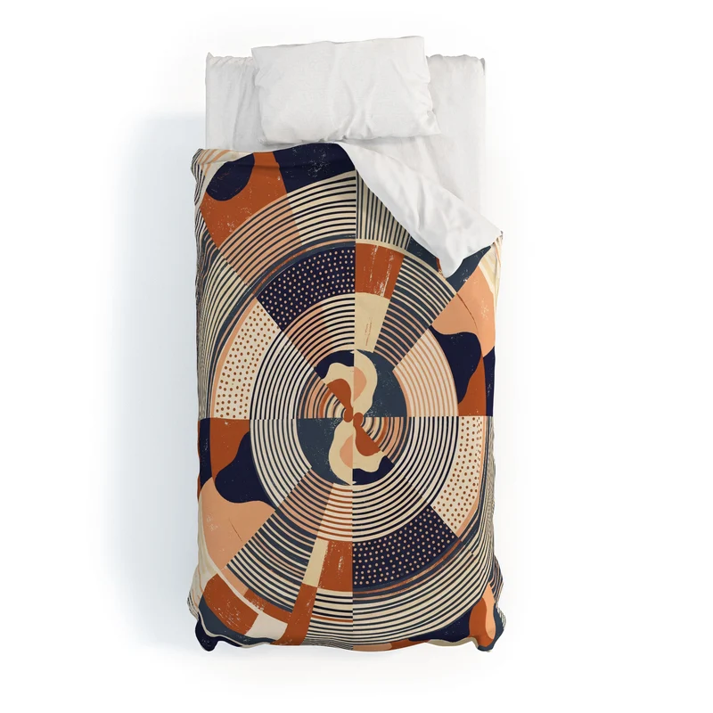 MidCentury Terracotta Abstract Geometric Duvet Cover