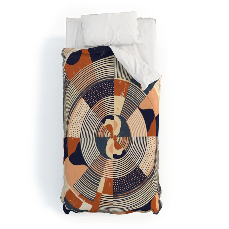 MidCentury Terracotta Abstract Geometric Duvet Cover