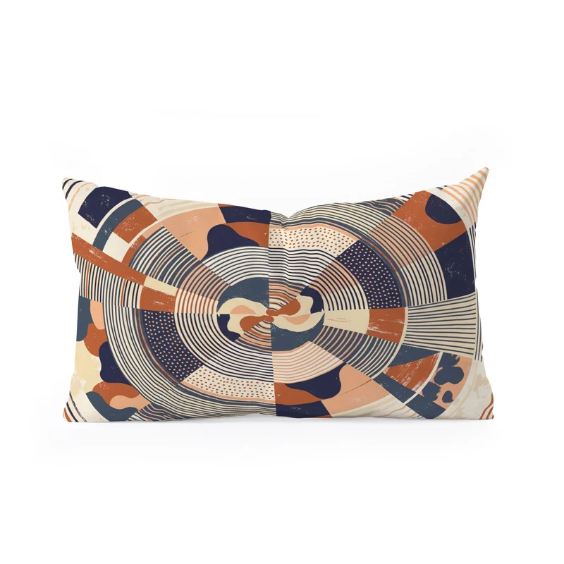 MidCentury Terracotta Abstract Geometric Rectangular Pillow