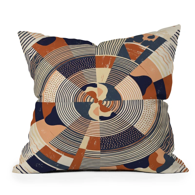 MidCentury Terracotta Abstract Geometric Throw Pillow