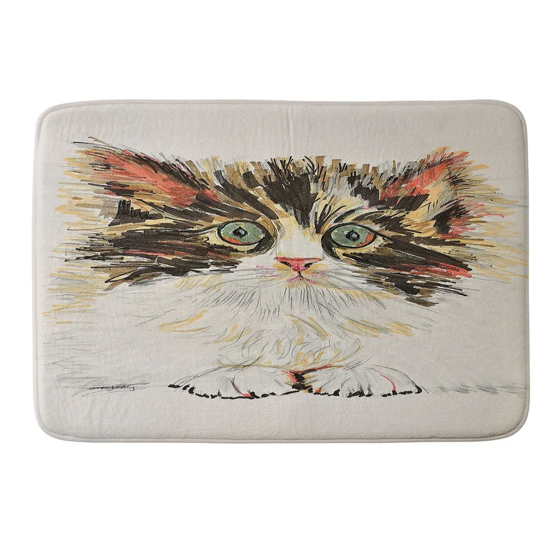 Charming Cat Illustration Bath Mat