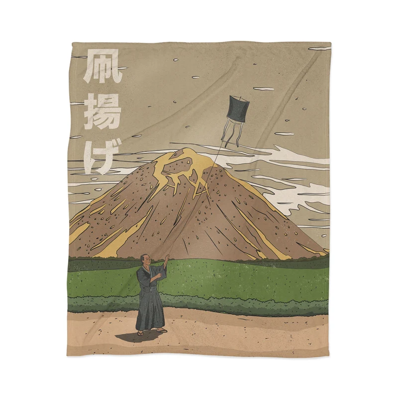 Traditional Kite Flying Scene Throw Blanket