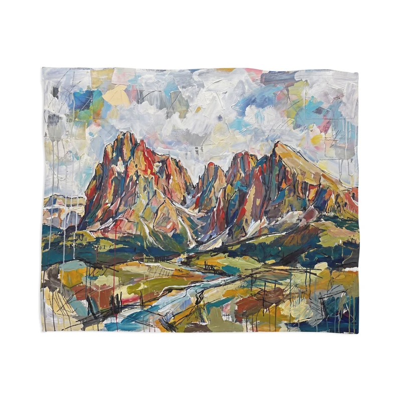 Abstract Dolomites Mountain Landscape Throw Blanket