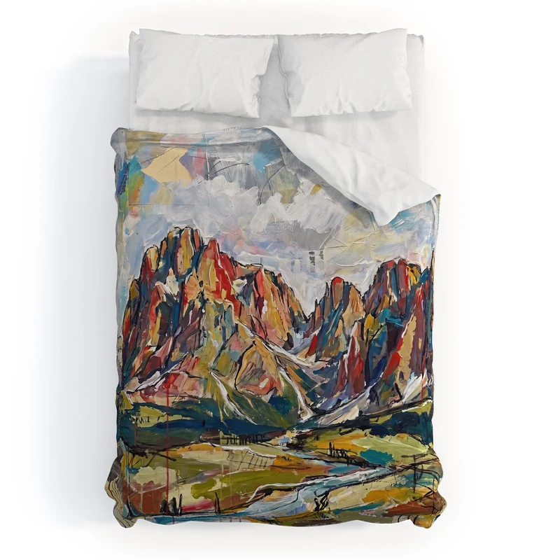 Abstract Dolomites Mountain Landscape Duvet Cover