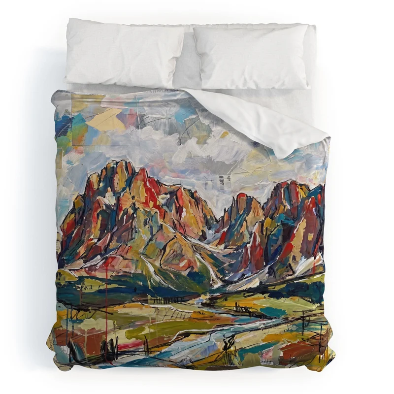 Abstract Dolomites Mountain Landscape Duvet Cover