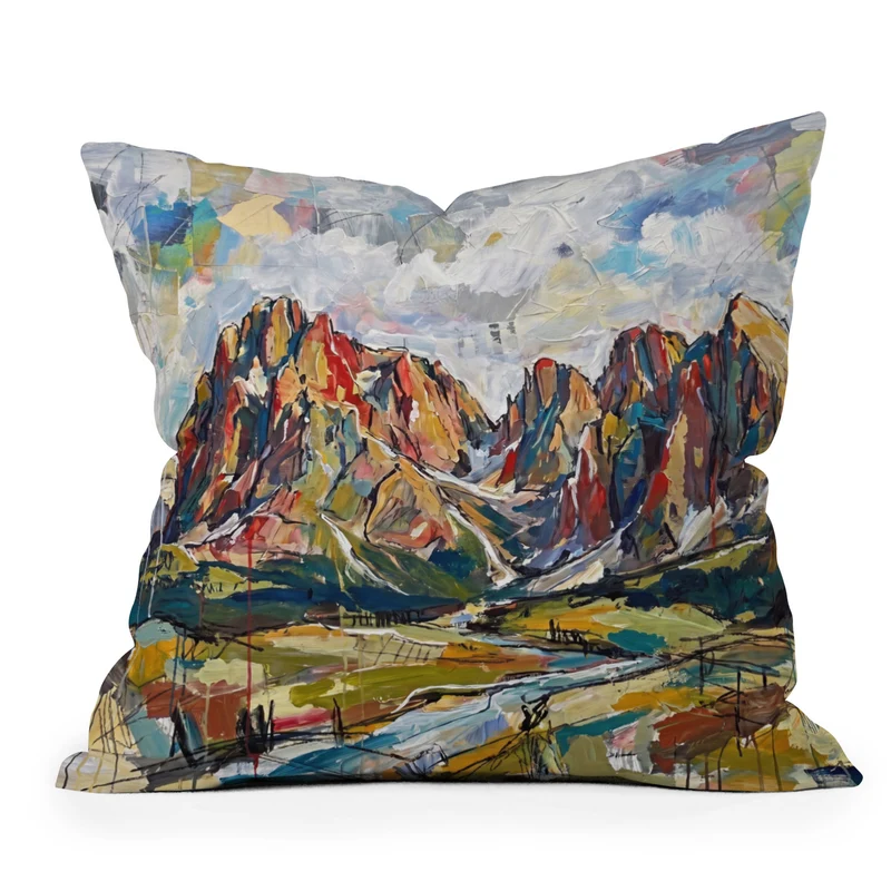 Abstract Dolomites Mountain Landscape Throw Pillow