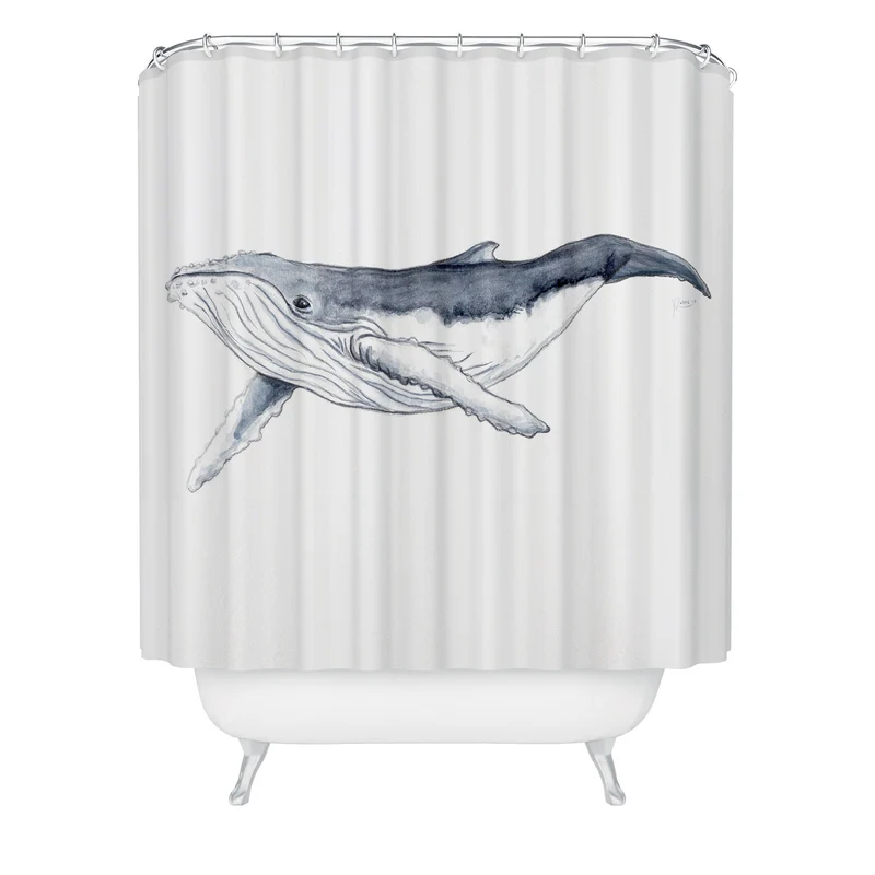 Cute baby humpback whale Shower Curtain
