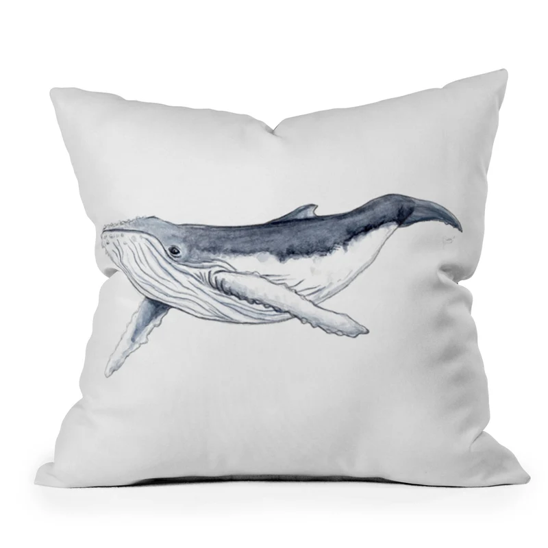 Cute baby humpback whale Throw Pillow