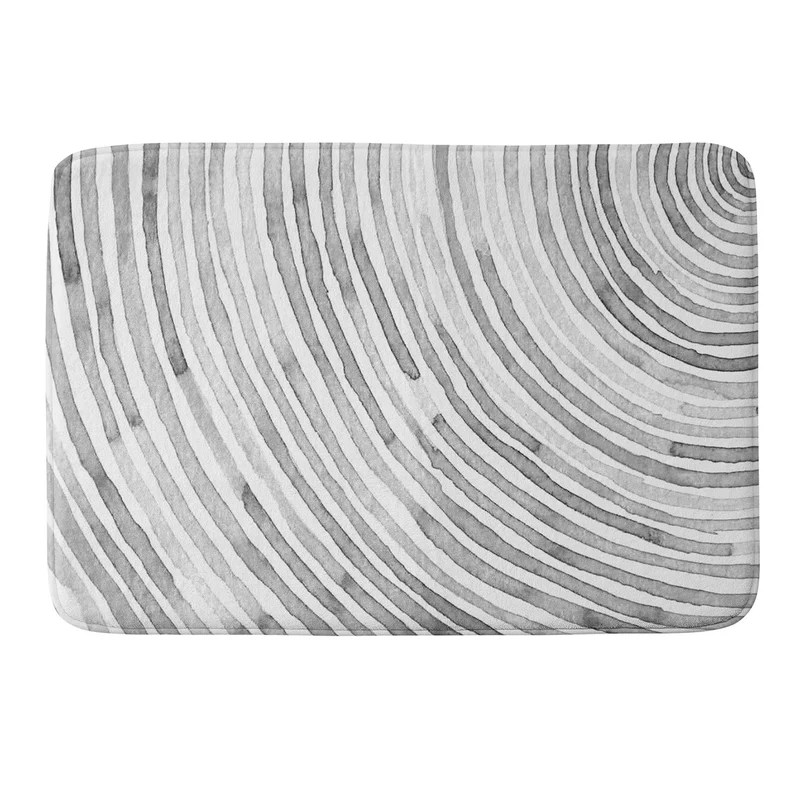 Lunita concentric waves in soft gray watercolor Bath Mat