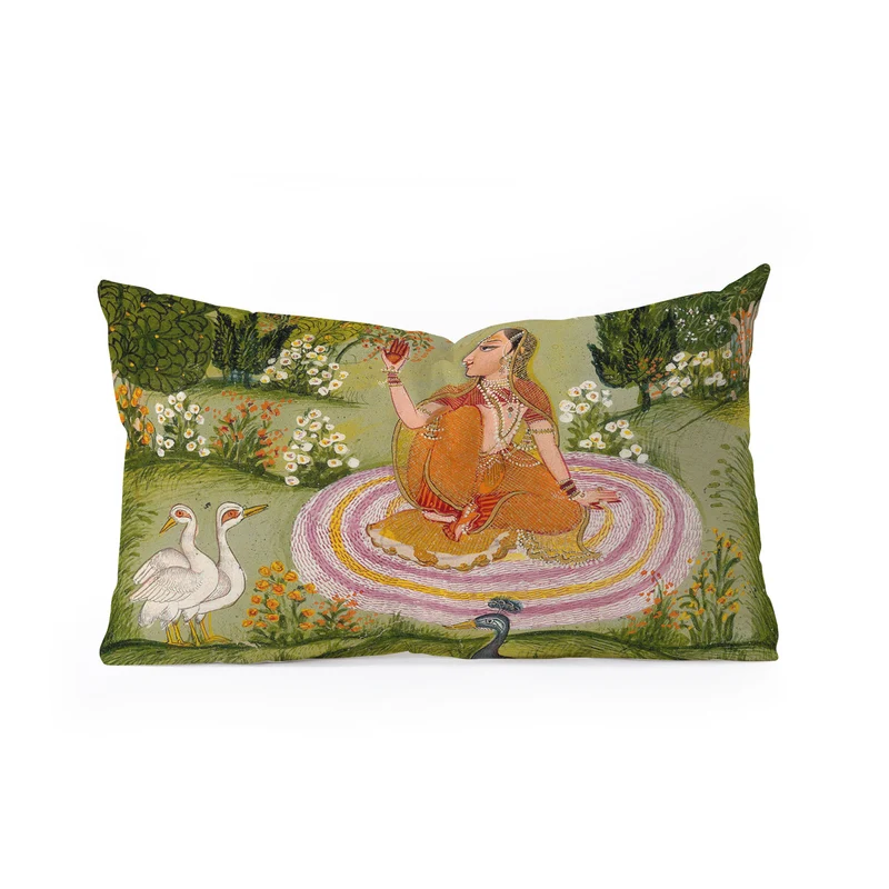 Indian miniature painting from a Ragamala Rectangular Pillow