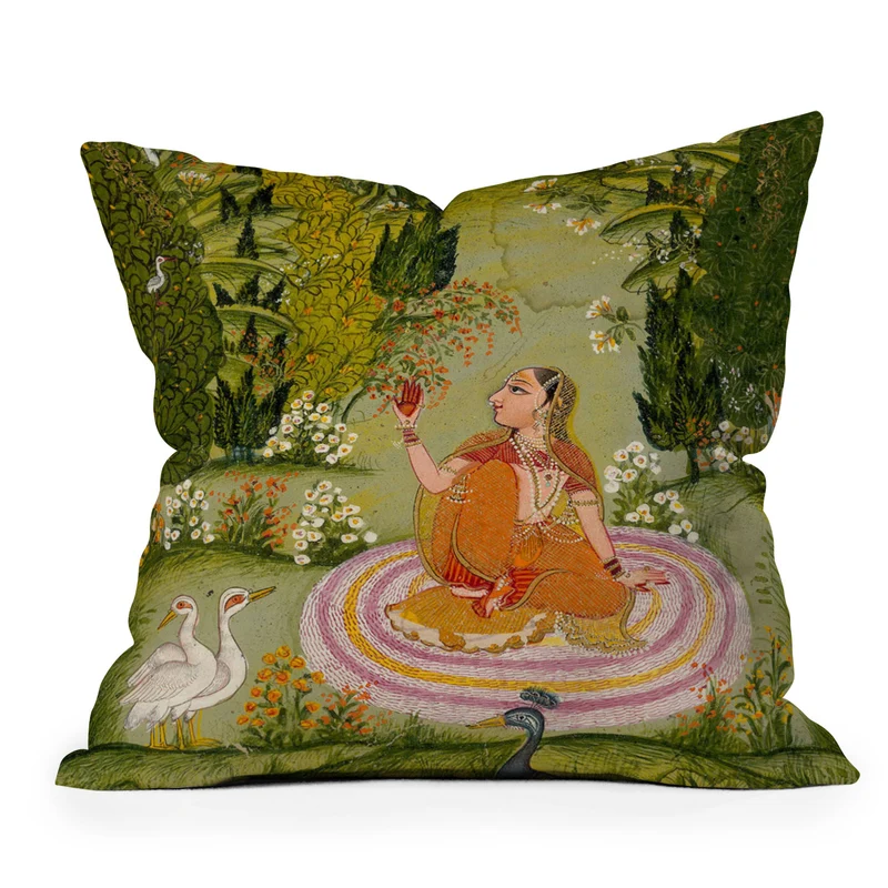 Indian miniature painting from a Ragamala Throw Pillow